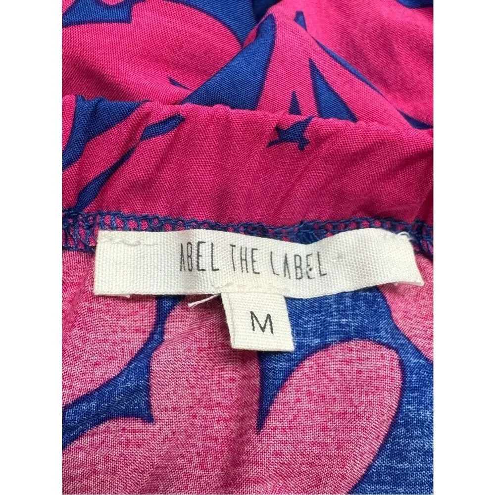 Abel the Label Floral Pink Blue Cassidy Maxi Skirt Side Slits Women’s Medium